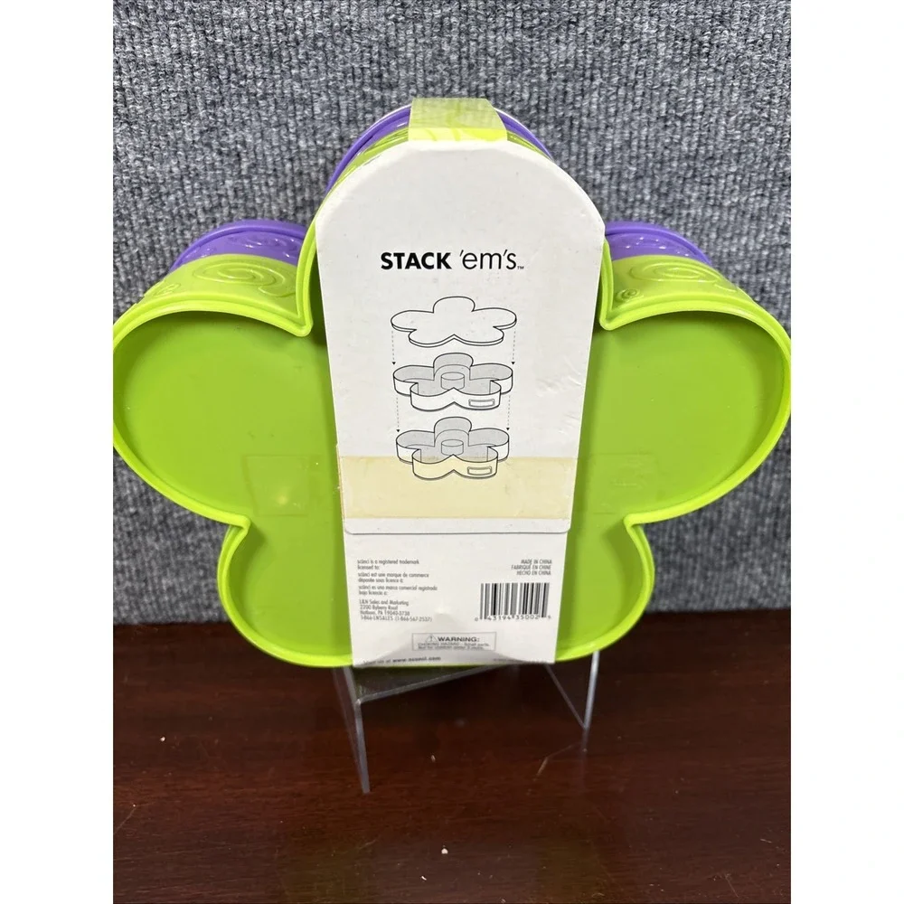 Scunci Stackems Flower Storage Container Set Purple Green Hair Jewelry Organizer